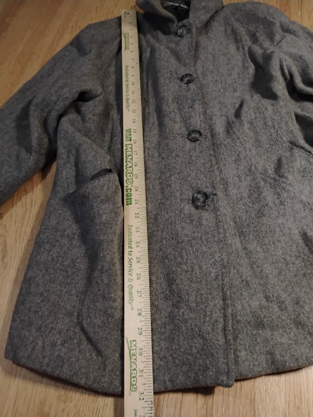 Herman Kay 80% Wool blend Coat Two Tone Gray Black Lined Pockets Size 14